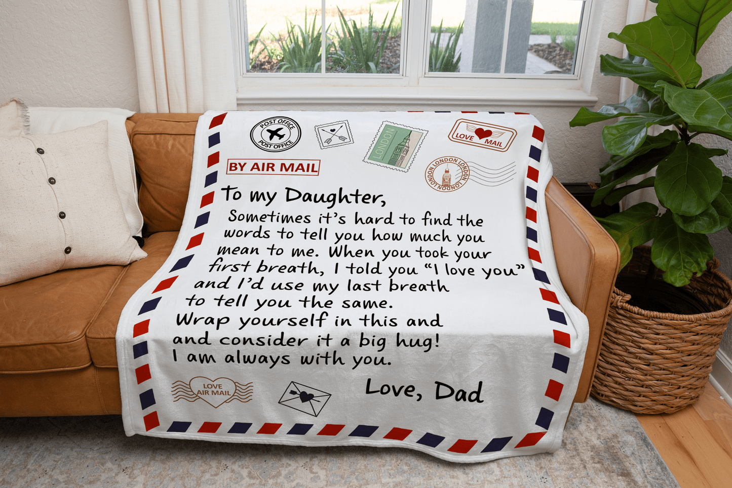 TO MY DAUGHTER -  WHEN YOU TOOK YOUR FIRST BREATH - COZY POST CARD BLANKET