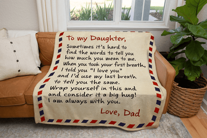 TO MY DAUGHTER COZY PLUSH POSTCARD BLANKET