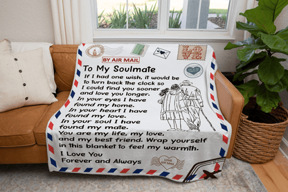 TO MY SOULMATE - IF I HAD ONE WISH - COZY POST CARD BLANKET